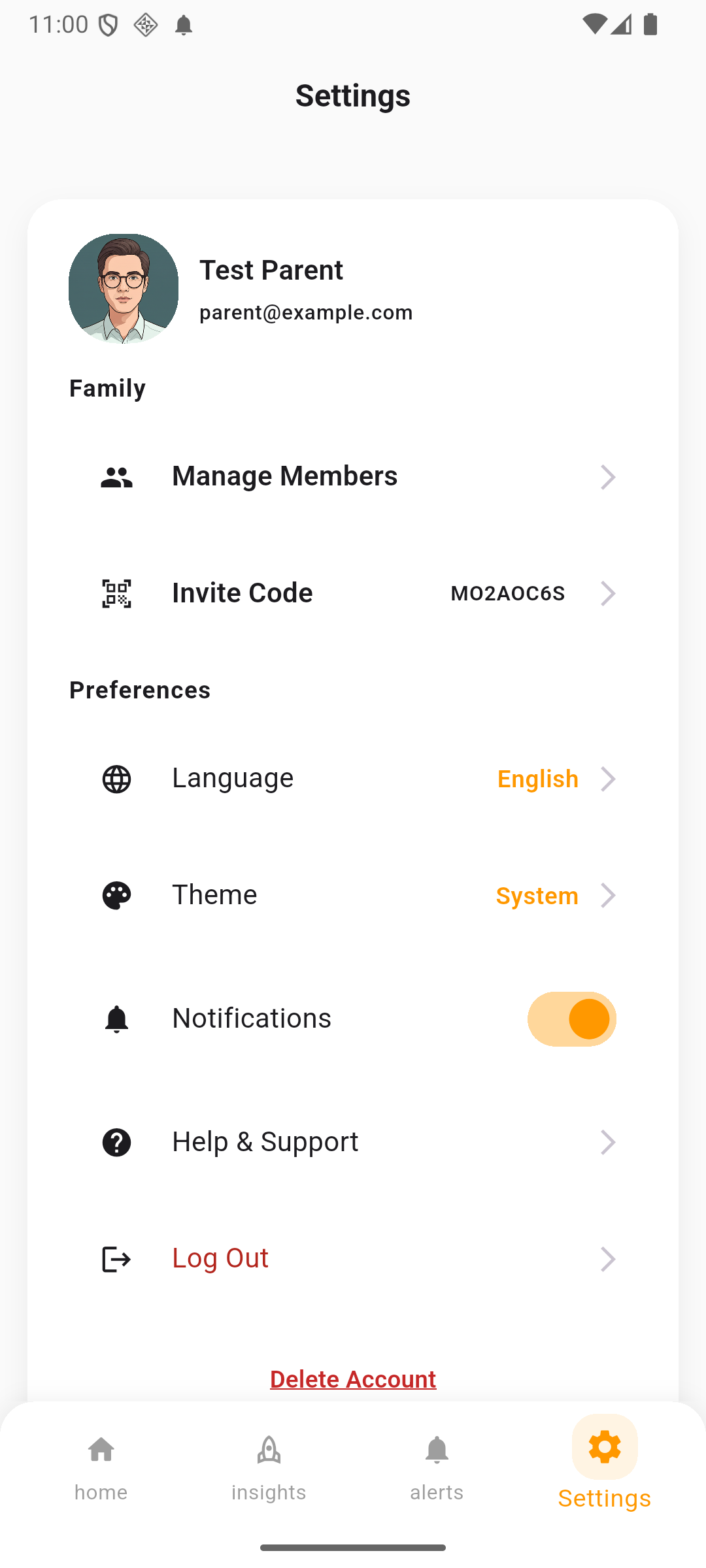 Familia Chores home screen