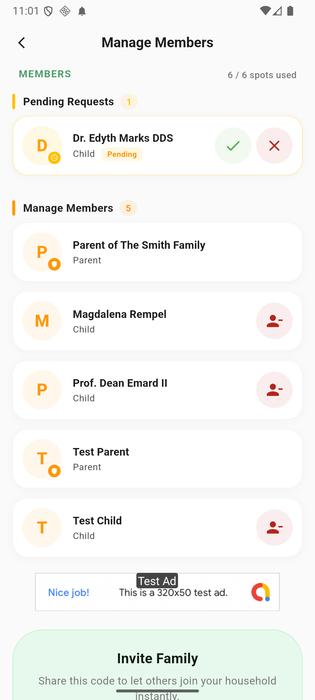 Familia Chores insights screen